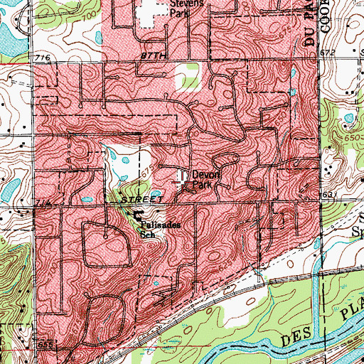 Topographic Map of Devon Park, IL