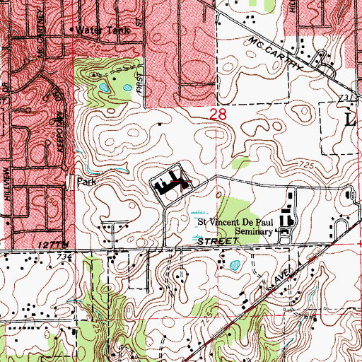 Topographic Map of Deandrils Institute, IL