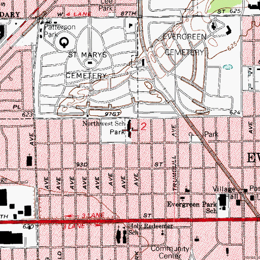 Topographic Map of Northwest School, IL