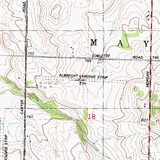 Topographic Map of Albrecht Airport (historical), IL