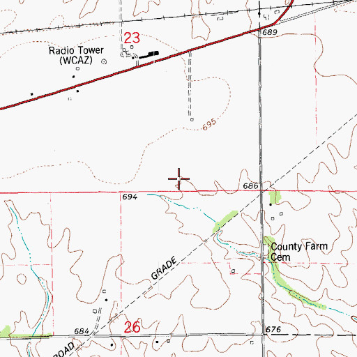 Topographic Map of Martins Airport (historical), IL