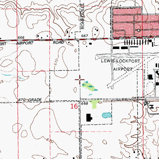 Topographic Map of Lewis University Airport, IL