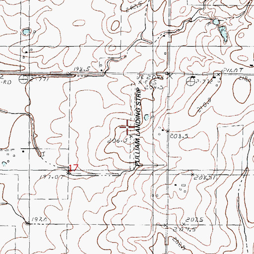 Topographic Map of Pulliam Airport (historical), IL