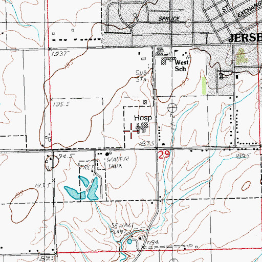 Topographic Map of Jersey Community Hospital Heliport, IL