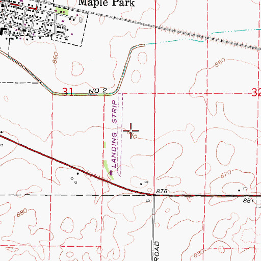 Topographic Map of Miller/Maple Park Farm Airport (historical), IL