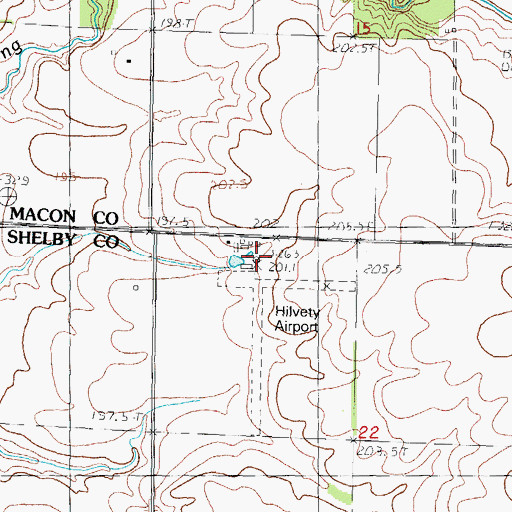 Topographic Map of Hilvety Airport, IL