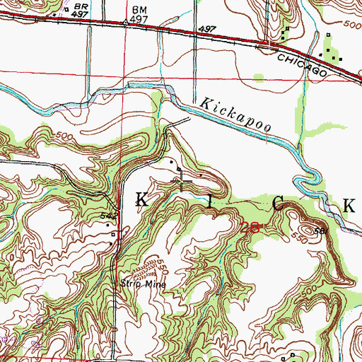 Topographic Map of Headacres RLA Airport (historical), IL