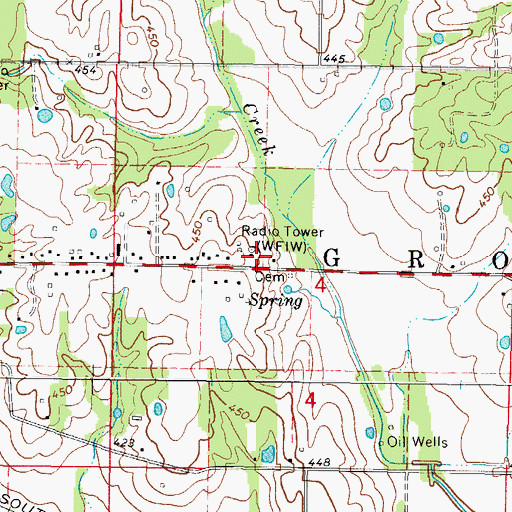 Topographic Map of WFIW-AM (Fairfield), IL