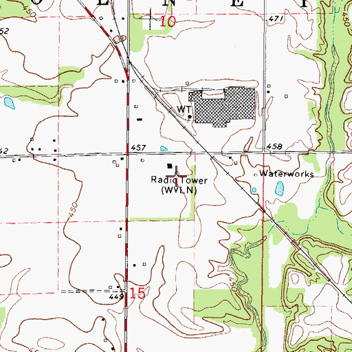 Topographic Map of WVLN-AM (Olney), IL