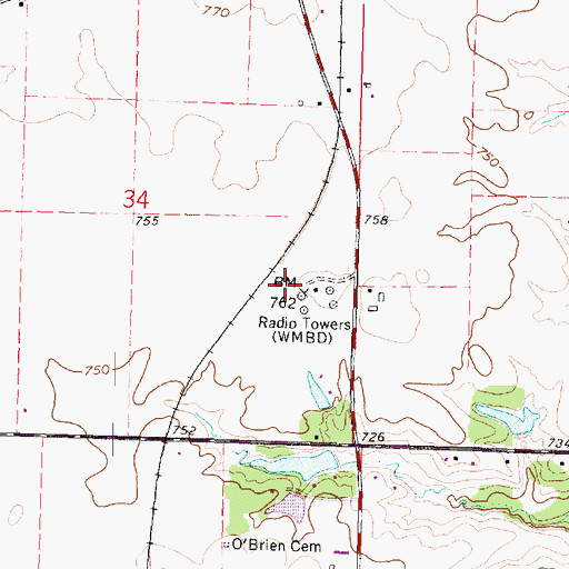 Topographic Map of WMBD-AM (Peoria), IL