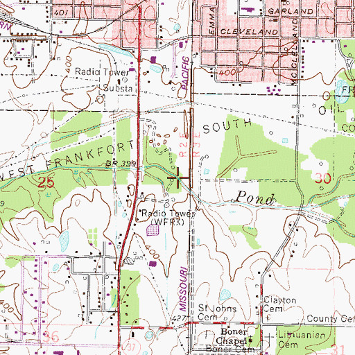 Topographic Map of WFRX-AM (West Frankfort), IL