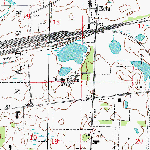 Topographic Map of WYSY-FM (Aurora), IL