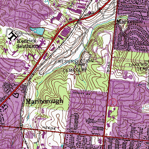 Topographic Map of WKBQ-FM (Granite City), MO