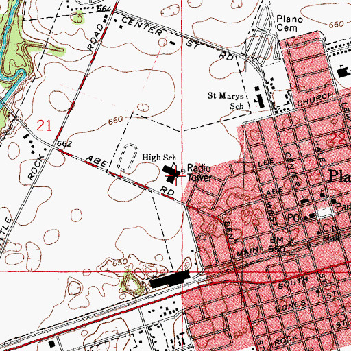 Topographic Map of Plano High School, IL