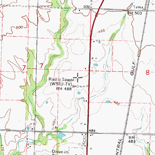 Topographic Map of WSIU-TV (Carbondale), IL