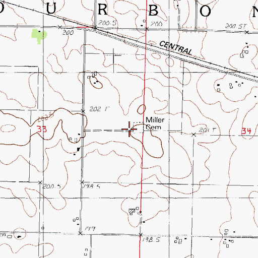 Topographic Map of Township of Bourbon, IL