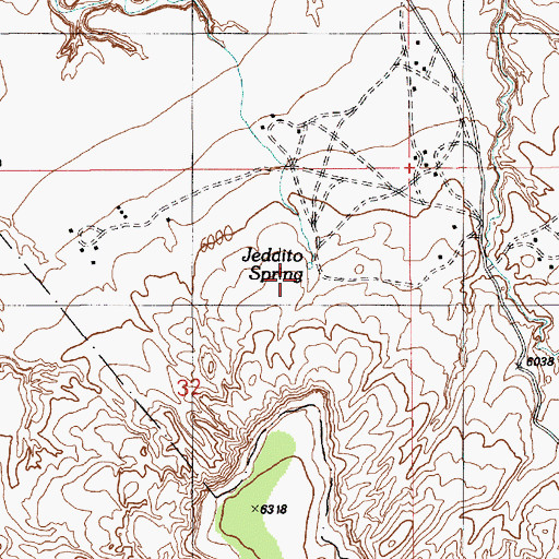 Topographic Map of Jeddito Spring, AZ