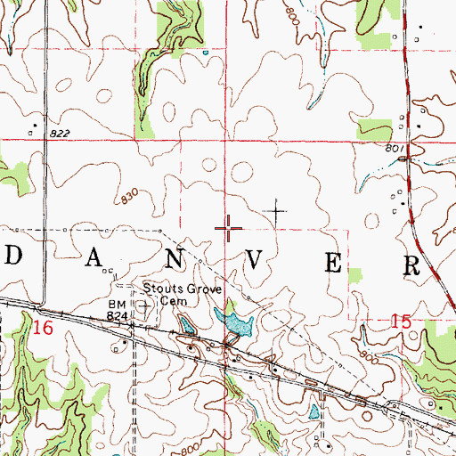 Topographic Map of Township of Danvers, IL