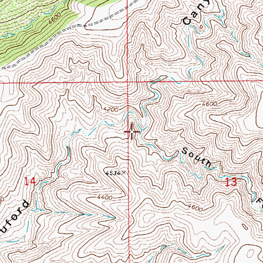 Topographic Map of South Fork Buford Canyon, AZ