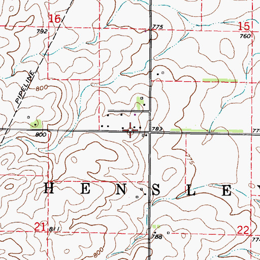 Topographic Map of Township of Hensley, IL