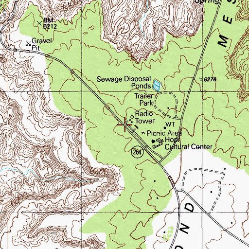 Topographic Map of Hopi Cultural Center, AZ