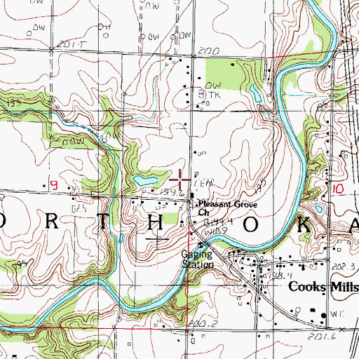 Topographic Map of Township of North Okaw, IL