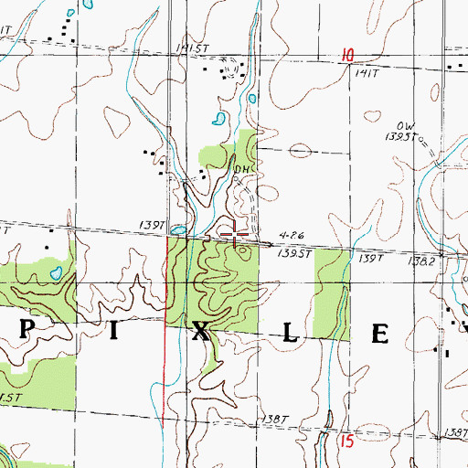 Topographic Map of Township of Pixley, IL