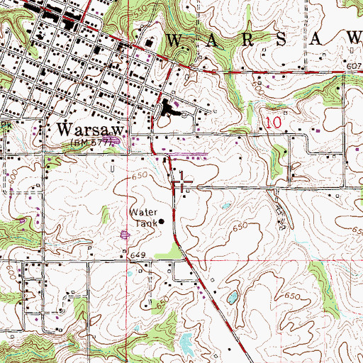 Topographic Map of Township of Warsaw, IL