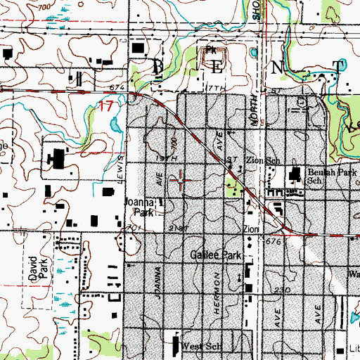 Topographic Map of Township of Zion, IL