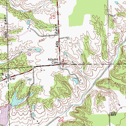 Topographic Map of Adams Cemetery, IN