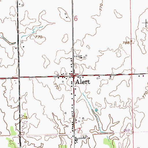 Topographic Map of Alert, IN