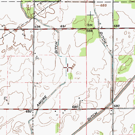 Topographic Map of Amore Ditch, IN