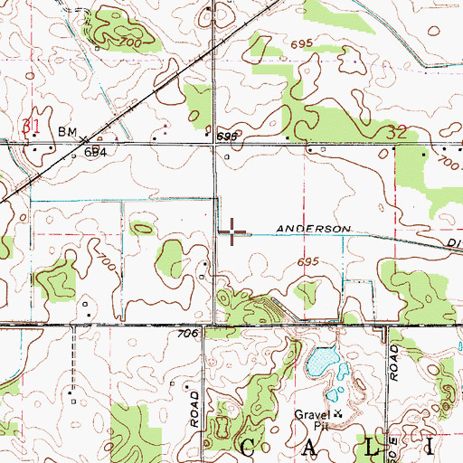 Topographic Map of Anderson Ditch, IN