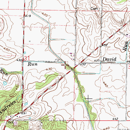 Topographic Map of Andrews Run, IN