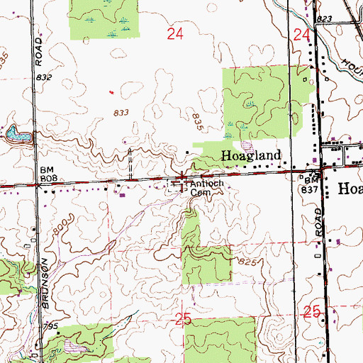 Topographic Map of Antioch Lutheran Cemetery, IN