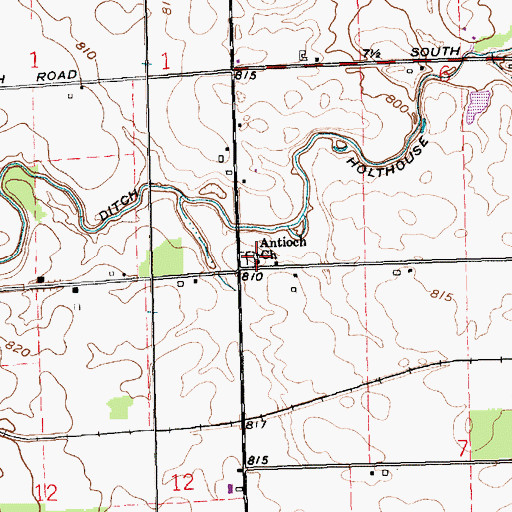 Topographic Map of Antioch Church, IN