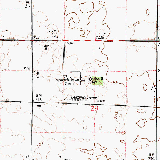 Topographic Map of Wolcott Cemetery, IN