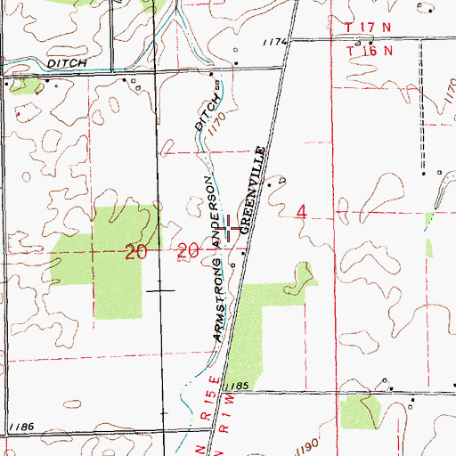 Topographic Map of Armstrong Anderson Ditch, IN