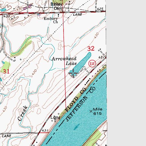 Topographic Map of Arrowhead Lake, IN