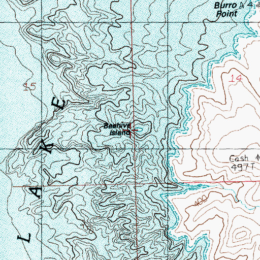 Topographic Map of Beehive Island, AZ