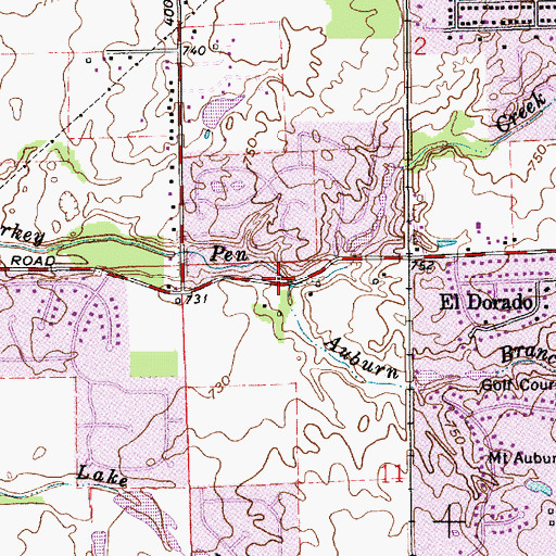 Topographic Map of Auburn Branch, IN