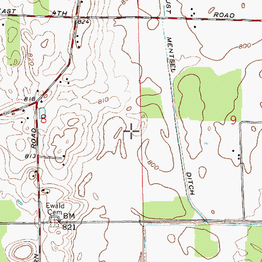 Topographic Map of August Mentsel Ditch, IN