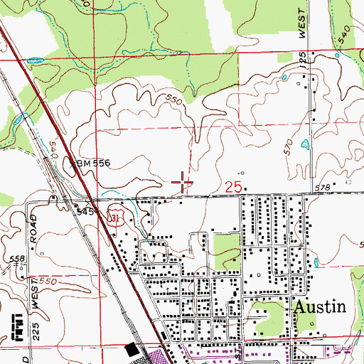 Topographic Map of Austin, IN