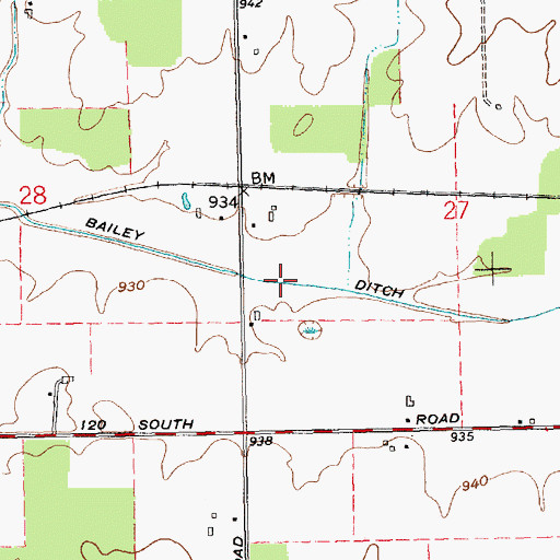 Topographic Map of Bailey Ditch, IN