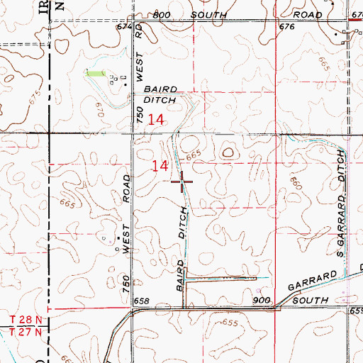 Topographic Map of Baird Ditch, IN