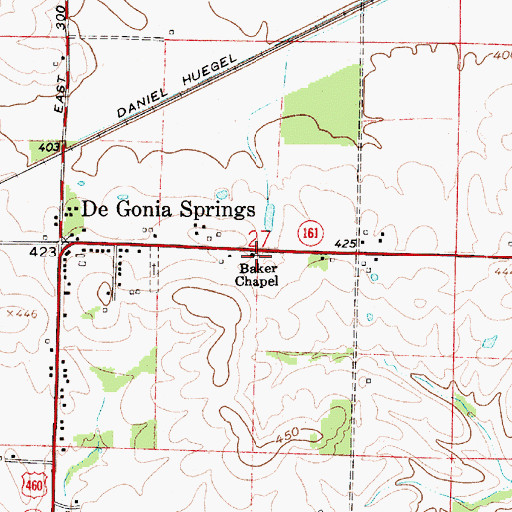 Topographic Map of Baker Chapel, IN