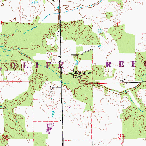 Topographic Map of Barkman Cemetery, IN