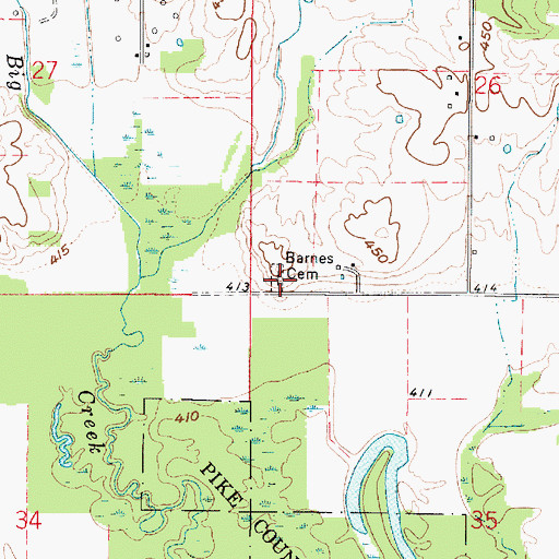 Topographic Map of Barnes Cemetery, IN