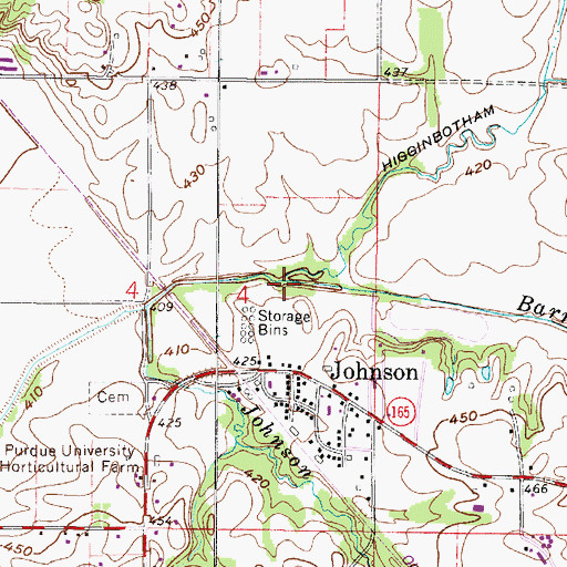 Topographic Map of Barren Creek, IN