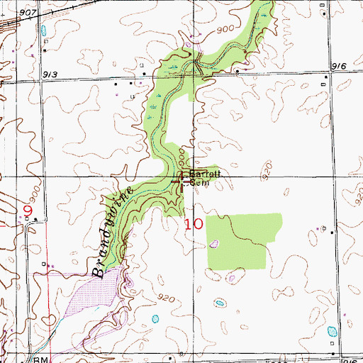 Topographic Map of Barrett Cemetery, IN